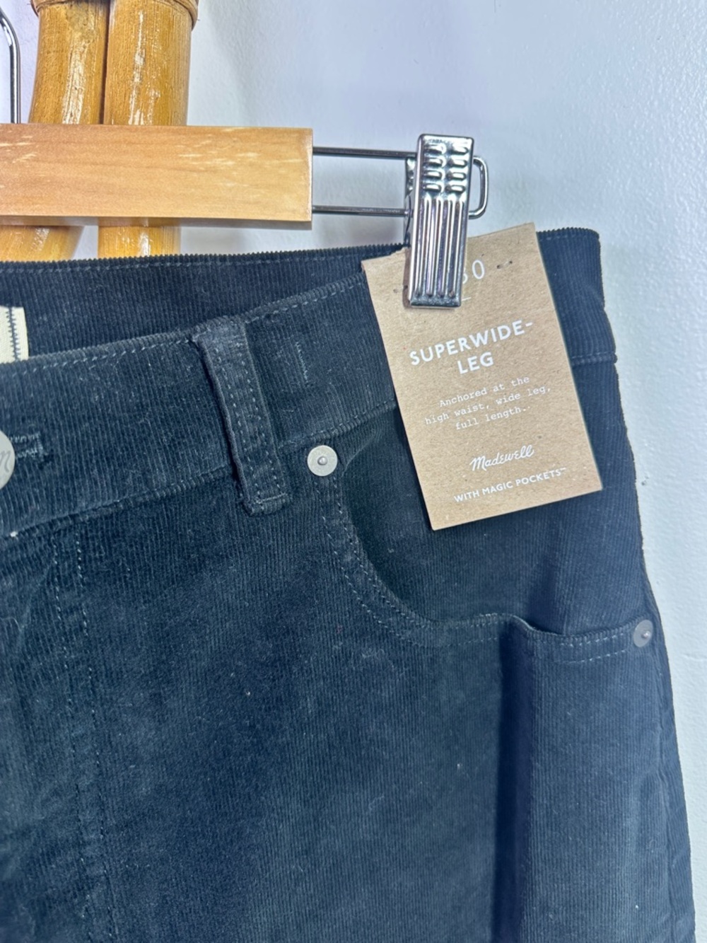 NWT Madewell Superwide-Leg Pants in Corduroy Black sz 30 - Picture 7 of 10